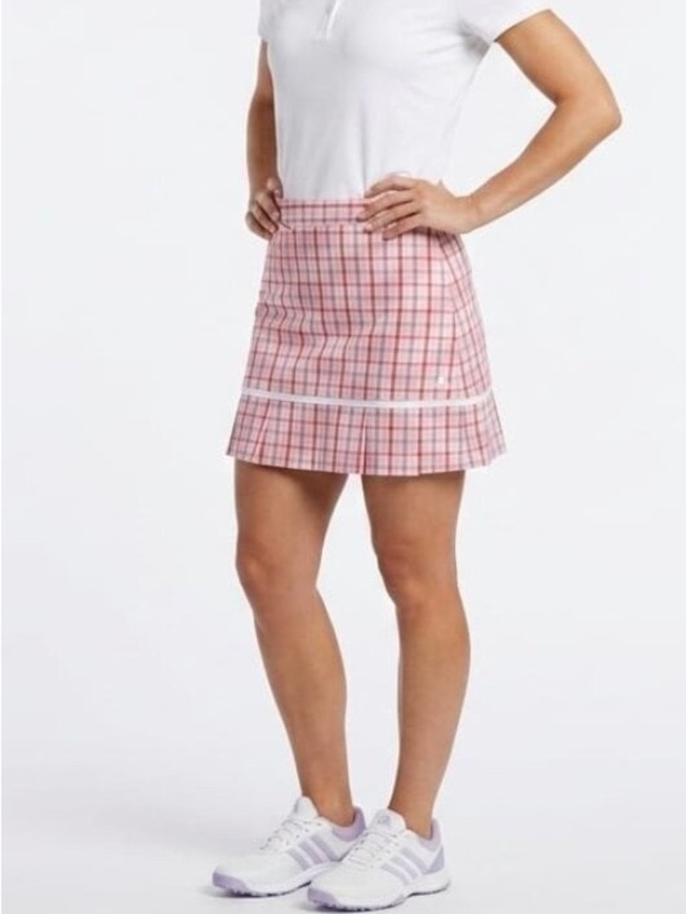 Adidas Pink Plaid Mini Skirt with Pleated Hem